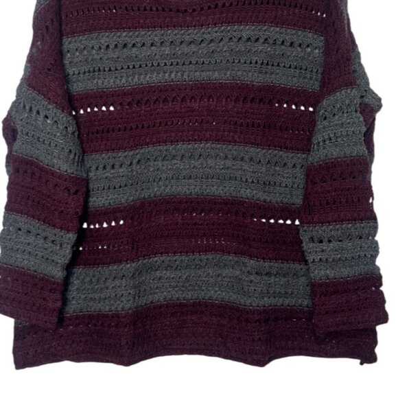 John & Jenn Angora Blend Sweater Womens Small Burgundy Gray Chunky Knit - Picture 3 of 7